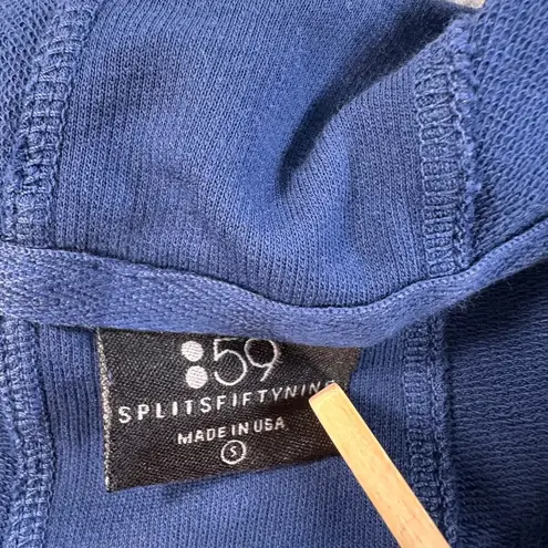 Splits Fifty Nine Open Front Drape Cardigan Top Women's Small Navy Blue Terry