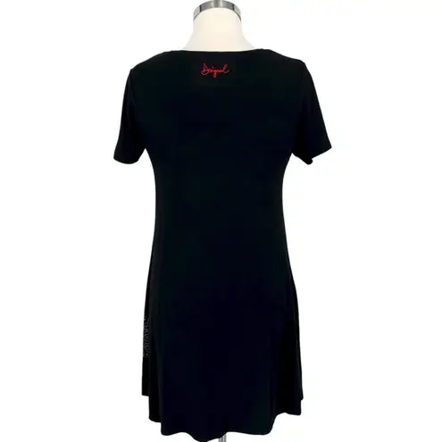 Desigual Black Short Sleeve Mandala Tunic Dress Red White Short Sleeve Size Smal