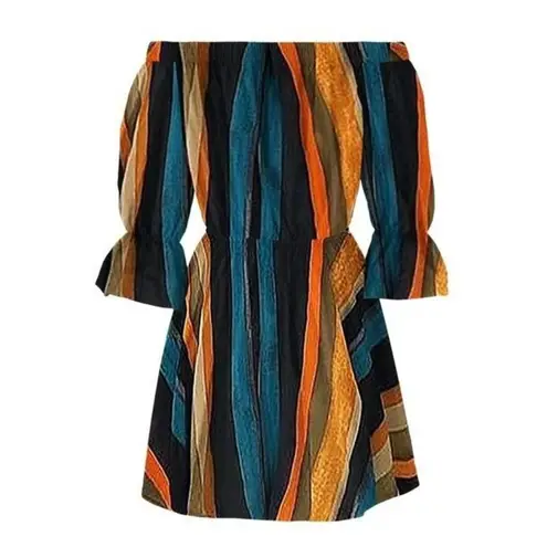 KEYBANG Womens Dresses 3/4 Sleeve Printed Mini A