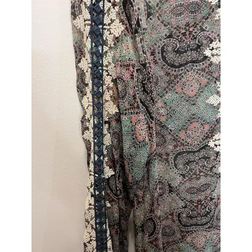 Sundance Top Women Large Green Blouse Victorian Charms Boho Peasant Cottagecore