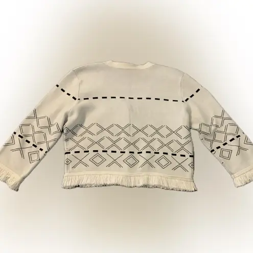 Doncaster Vintage Fringe Sweater Cropped Tribal Aztec Pattern Size Large Indie