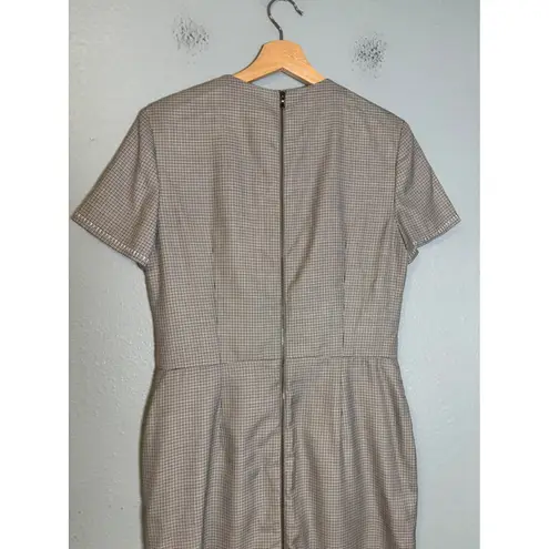 Roland Mouret Dalia Wool and Silk Midi Dress Black White Check Size 8