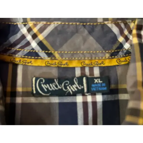 Cruel Girl Plaid Western Shirt Womens XL Used Snap Front 100% Cotton