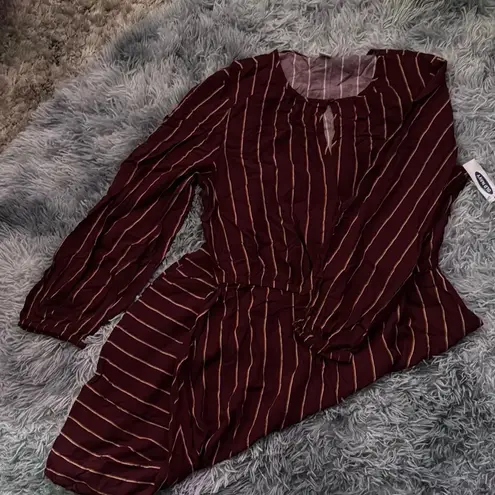 Old Navy  Women's Maroon Striped Long Sleeve Dress Size M