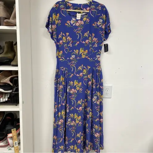 Vintage Herman Geist Blue Floral Print Blazer & Maxi Dress 2 Piece Matching Set Size 8