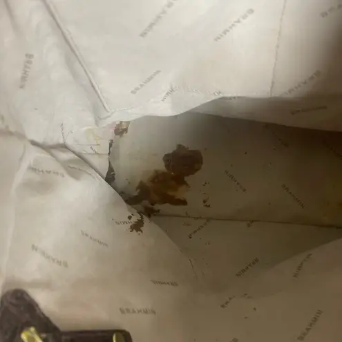 Brahmin Croc Embossed Leather Medium Convertible Tote Shoulder Bag Brown