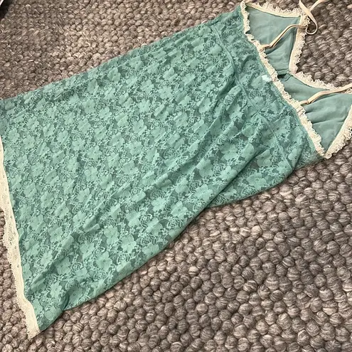 Steve Vintage Teal Lace Slip Dress Size Medium Green