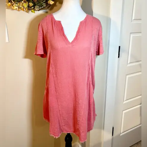 XCVI Edlyn Lightweight Cotton Linen Gauze Curved Hem Dress w/Pockets NWT Sz S