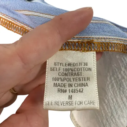 Aratta Silent Journey Mixed Print Boho Button Down Shirt Blue Floral Women's M Size M