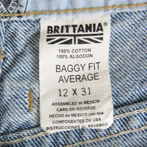 Brittania  Blue 1990s Vintage Mom Jeans Baggy Fit Tapered Yoke Jeans 30"