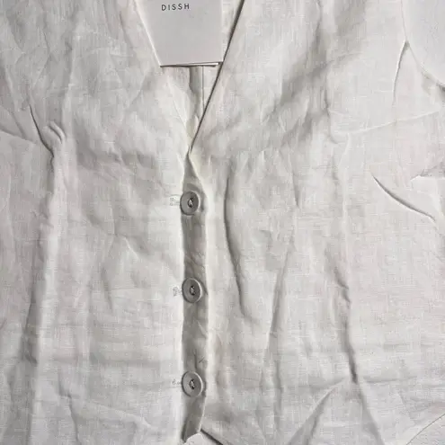 Dissh The Banks White Linen Lightweight Sleeveless Vest Women’s US 4 NWT