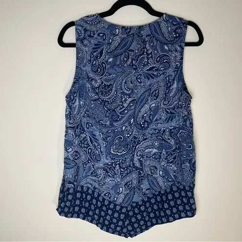 Westport | Blue Paisley Bandana Print Sleeveless Top | Large