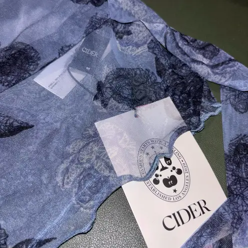 Cider Sky Blue Floral Halter Sheer Tube Crop Top – Medium