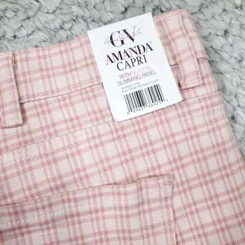 Gloria Vanderbilt Women's Amanda Capri Cropped Jeans Rosy Pink Refined Plaid 24W