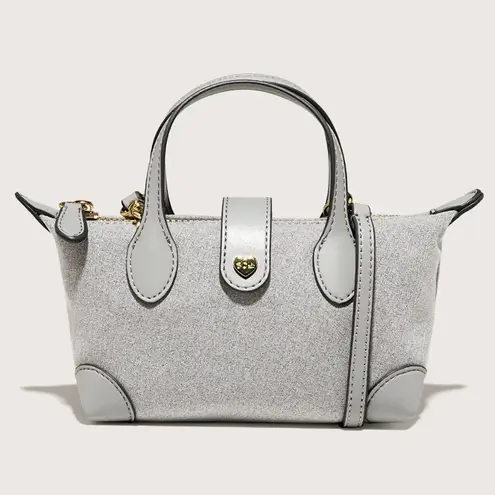 Stoney Clover Lane NWT Heather Gray / Grey Pouchette Bag Silver & Gold Accents