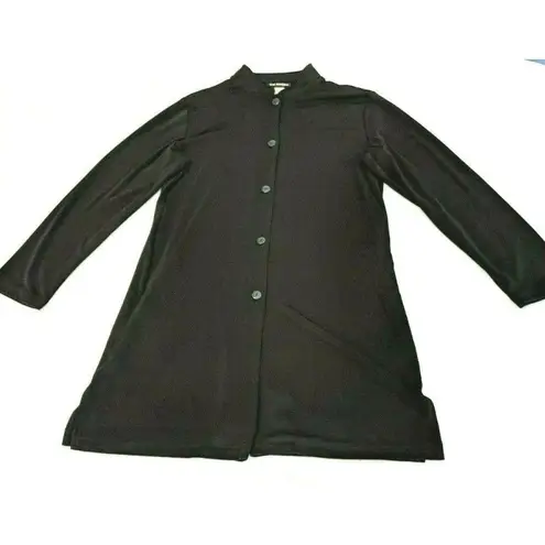 Paragon Large Black Polyester Blend Button Down Jacket Dress 22h
