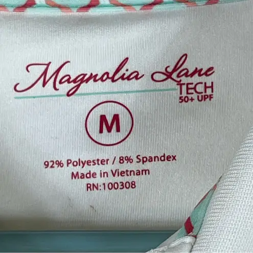 Magnolia Lane Tech 50+ UPF White Medium Polo w/Pink Trim