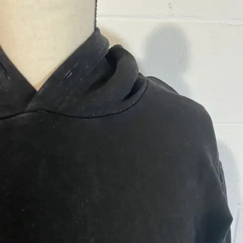 OTL Black Cropped Distressed Hoodie with Raw Hem Size L