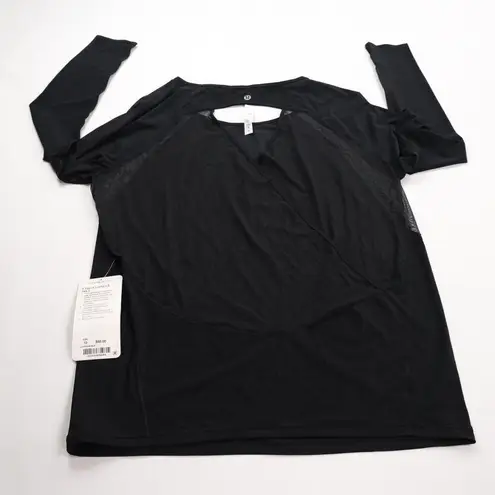 Lululemon  If you're Lucky Long Sleeve Tee Open Back Mesh Women's SZ 10 Black NWT