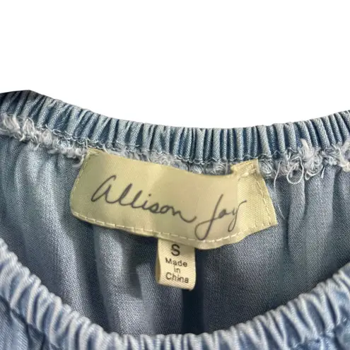 Evereve Allison Joy Chambray Flounce Top Size S Stretch Ruffle Romantic Casual