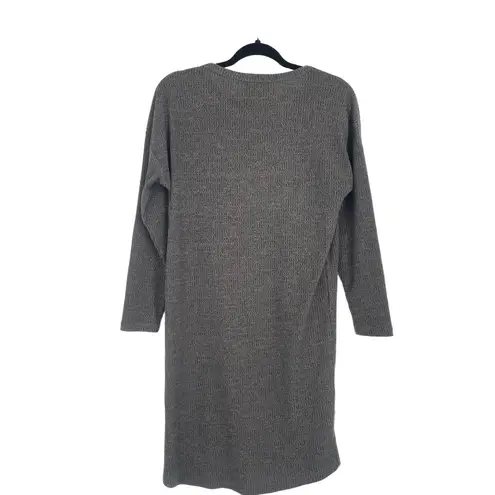 Savannah Jane Grey Waffle Knit Long Sleeve Embroidered Cottage Core Dress Small Gray