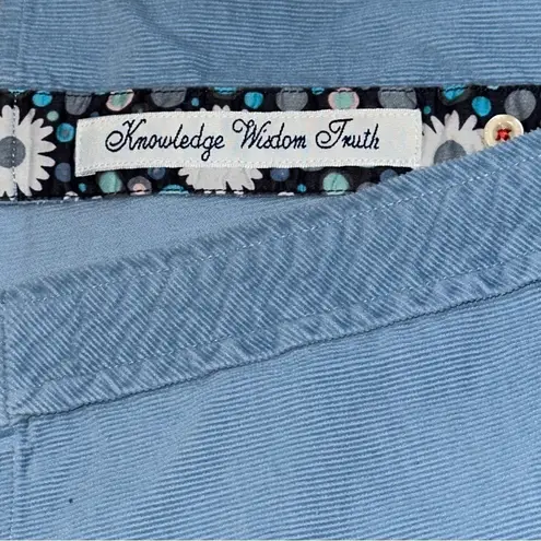 Robert Graham Women’s Size M Blue Corduroy Floral Flip Cuff Button Down Shirt Size M