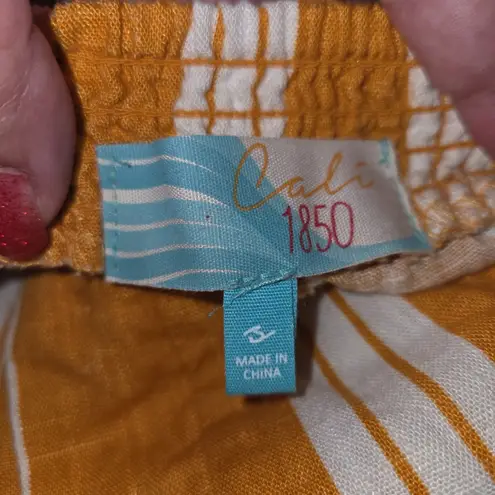 PacSun Cali 1850 Pac Sun Linen Blend Stripe Wide Leg Cropped Jumpsuit Size Small - Image 9