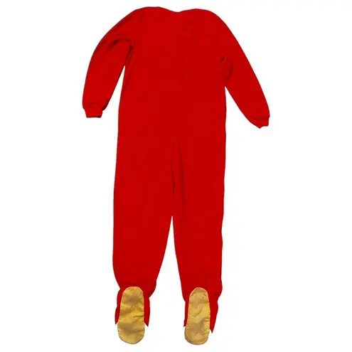 Nick & Nora Vintage Nick Nora Fox Patchwork Fleece Red Footed Pajama Size Medium Y2K Kidcore