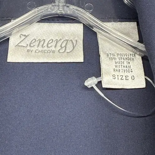 Zenergy by Chico's Trench Coat Lightweight Full Zip Jacket Blue Size S READ