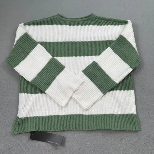NWT S.DEER Sweater Womens M Striped Knit Green & White Crew Neck Pullover S Deer Size M