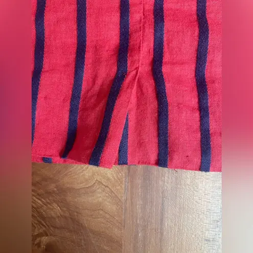 Chetta B Vintage 80s . Peter Novello Sherrie Bloom Red Blue Stripe Linen Dress M