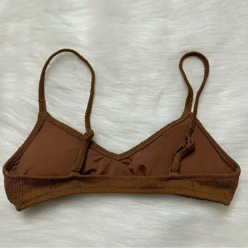 Aerie  Scoop Neck Brown Crinkle Textured Bikini Top
