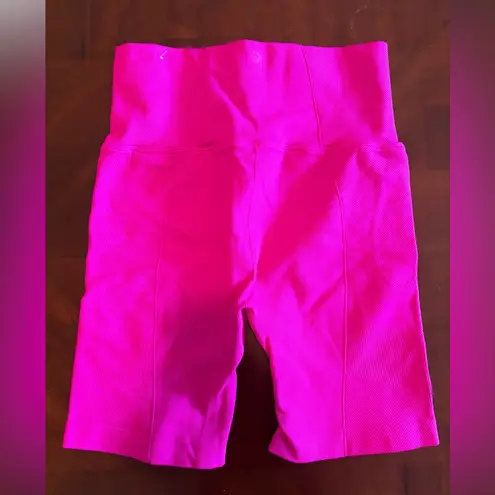 All In Motion Hot Pink High-Waisted Ribbed Bike Shorts