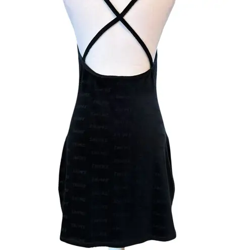 SKIMS Logo Velour Slip Dress in Onyx Black Size Large