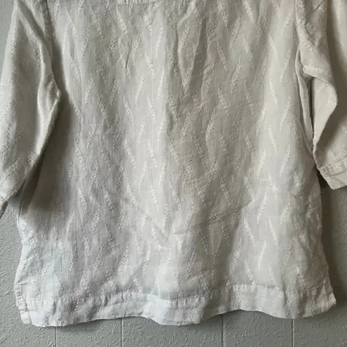 Cloth Scenery Swiss Dot White Linen Top Womens Small Boho Coastal Beach Nautical