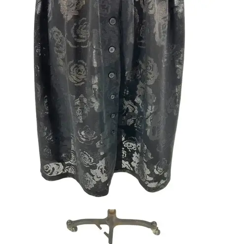 Kurt Lyle Malia Dress Black Lace Puff Sleeve Button Front Size Small