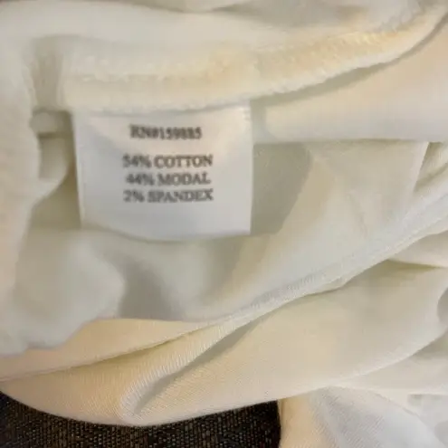 Bobi NWT Front Knot Crop Top MEDIUM Cream Long Sleeve Jersey Knit Casual Modern