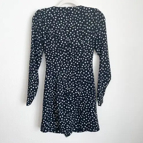 Likely Corinne Black & White Polka Dot Ruffle Long Sleeve Mini Dress
