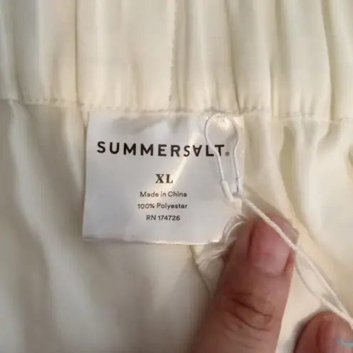 Summersalt Cream Elastic Waistband Super Wide Leg Silky Palazzo Pants XL