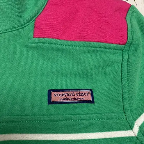 Vineyard Vines Shep 1/4 Zip Green Pink Pullover Shirt Size Small