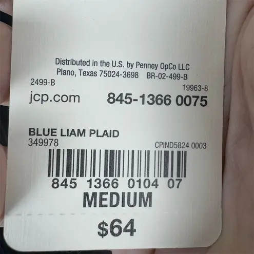 st. john's bay St. John’s Bay Women's Blue Liam Plaid Cotton Tunic Dress Top Size M