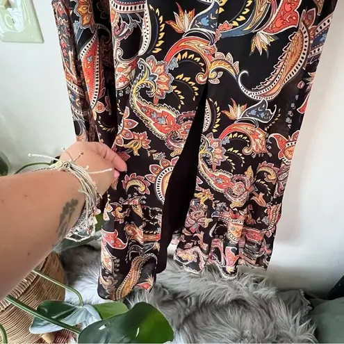 Julia Jordan Paisley Long Sleeve Midi Dress - Black Multi boho sheer SIZE 2