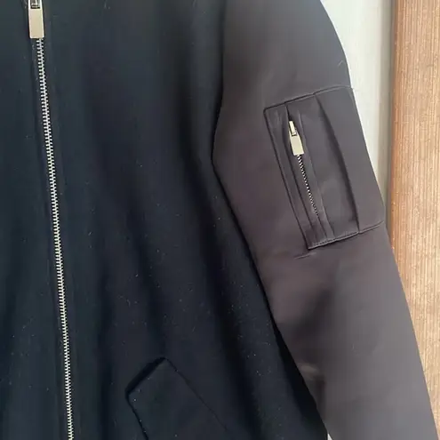 Maje Woman Satin-paneled Wool-blend Coat Black