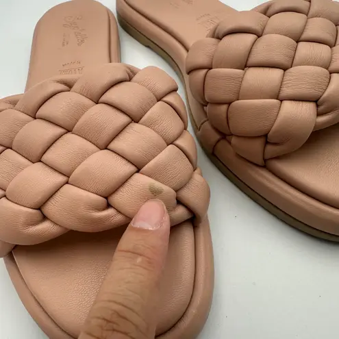 Seychelles Woven Slide Sandals Peach Leather Made in Italy Women's Size 7