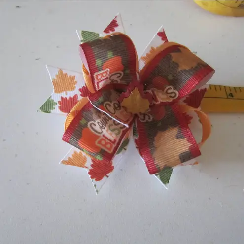 Fall Leaf Hair Ribbon For Girls 4" Boutique Bow Hair Bows Set Of 2