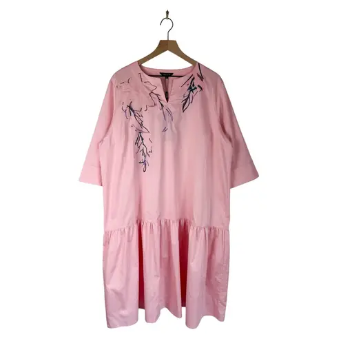 Misook Embroidered Midi Dress Pink Sz XL NWT