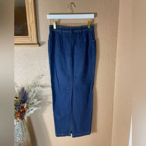 Ellen Tracy Vintage 90s Style Denim Maxi Skirt with Slit - 90s Chic Collection