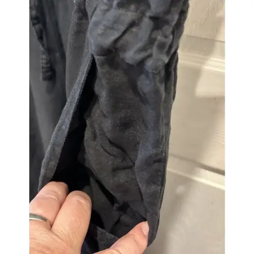 Bryn‎ Walker 100% LINEN JUMPSUIT Size Large Cinched Waist Short Sleeve Black