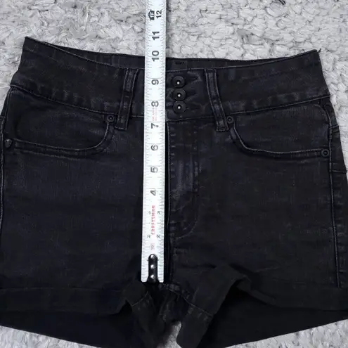 Blackheart Hot Topic High Rise Super Skinny Shorts Stretch Denim Size 3 Black