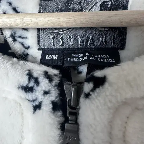 Tsunami Jacket Womens Medium Fleece Faux Fur Deer Christmas Trees Outdoo… Black